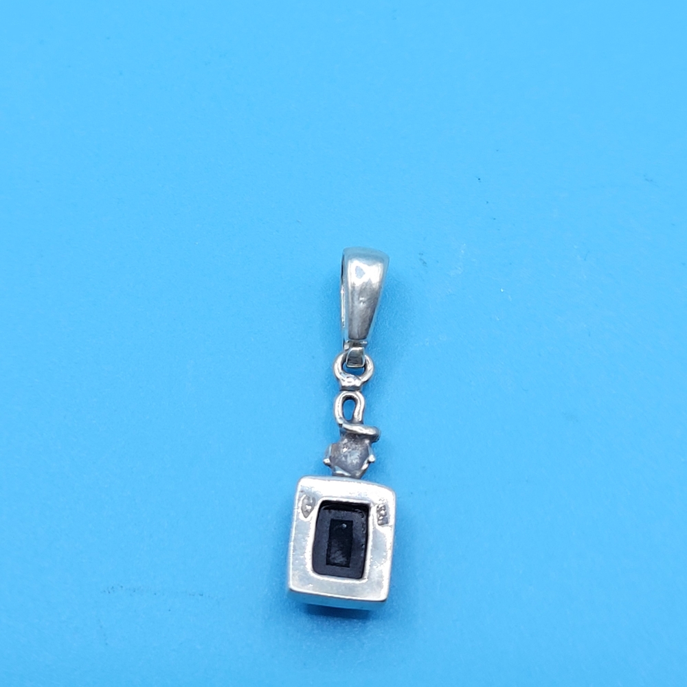 Sterling Silver Small Amber Rectangle Necklace Pe… - image 7